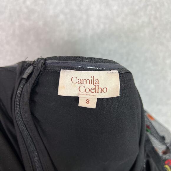 Camila Coelho Black Multi Polka Dot Kiana Sheer Long Sleeve Mini Dress Sz Small - Picture 7 of 8